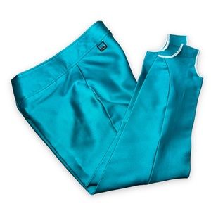 Vintage Fera Skiwear Ski Pants Stirrup Turquoise Stretch Womens Size 6R
